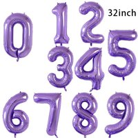 1pc 32Inch Number Balloons Light Purple Foil Balloon Digital Globos Wedding Happy Birthday Party Decoration Baby Shower Supplies
