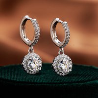 Luxury Solid Platinum PT950 Women's Moissanite Diamond Earrings Round Bag Moussan Diamond Full Diamond Earrings
