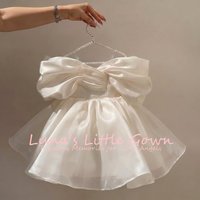 New 2026 Russia Baby Girls Satin Dress Ruched Collar Off-Shoulder Party Gown for Kids Formal Wedding Wear