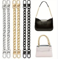 2pcs Metal Curb Chain Bag Strap Replacement Handbag Shoulder Straps with Snap Clasp DIY Crossbody Bag Accessories