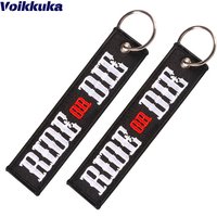 1PC 2PCS 3PCS Set Sale Voikukka Jewelry Both Sides Embroidery Black Ride Or Die Motorcycle Tag Keychain Bag Accesorios Pendant
