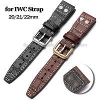 20mm 21mm 22mm Leather Watch Strap for IWC Pilot Series Cowhide Bracelet Metal Folding Buckle Wrist Band Men Sport Watch Band