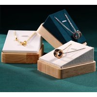 New Wooden Jewelry Pendant Necklace Display Stand Holder PU Velvet Women Shopwindow Wedding Organizer Trays Box