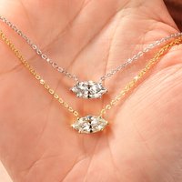 Lnkry Sparkling 6x12mm Marquise-Cut Moissanite Necklace For Women Certified Solitaire Lab Diamond Pendant Necklaces Jewelry
