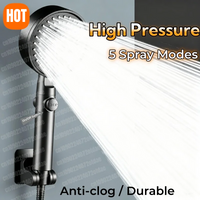 New Shower Head 5 Modes Water Saving Adjustable High Pressure Showerhead Handheld Spray Hangable Bathroom Accessories