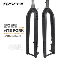 TOSEEK MTB Thru Axle Fork 15*110mm Full Carbon Fiber Bike Front Fork 27.5/29" Rigid Bicycle Fork Vertebra Tube Carbon Boost Fork