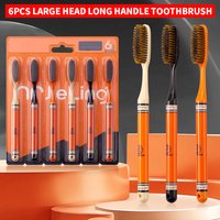 6PCS High end Big Head Long Handle Toothbrush, Efficient Cleaning, Family Set