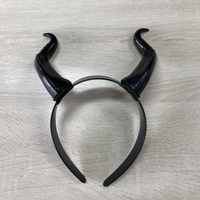 Women Black Demon Horns Headpiece Cosplay Animal Antelope Devil Queen Witch Headdress Christmas Halloween Party Costume Headband