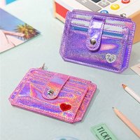Sequins Credit Card Holder Crystal Color Multi Card Slim Wallet Cute Laser Shining Heart Girl Bus ID Card Case Cardholder