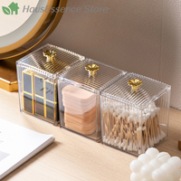 ※Makeup Storage Organizer Bathroom Jar Cotton Swab Storage Square Container Cotton Puff Storage Box for Cosmetics