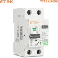 ETEK RCBO Low Voltage Residual Current Circuit Breaker A Type 30mA 2P(1P+N) Short Current Leakage Protection RCD EKL13