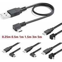 5M 3M Up Down Left Right Angled 90 Degree USB Micro USB Male to USB male Data Charge 2A connector Cable 25cm 50cm for Tablet 5ft