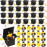 6/12/24 Sets of Graduation Rubber Duck and Grad Gift Candy Boxes with Yellow Tassel Mini Graduation Duck Bulk Grad Party Favors