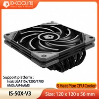 ID-COOLING IS-50X V3 CPU Cooler 5 HeatPipes Extra Slim PWM Fan CPU Air Cooler ITX Radiator for Intel LAG1700/1200/115X AM4 AM5