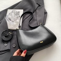 PU Leather Stylish Armpit Bag Large Capacity Women Single Shoulder Bag Solid Color Vintage Simple Daily Bags
