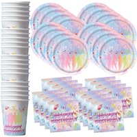 60Pcs Katseyes Birthday Decoration Kit Cartoon Pink Disposable Tableware Set Cups Plates Napkins for Kids Girls Party Supplies