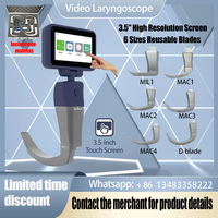 High Resolution 3.5 Inch Touch Screen Anesthesia Digital Video Laryngoscope 6 Size Reusable Sterilizable Blades Include Suitcas
