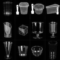 Disposable Plastic Cup Dert Stand Pudding Cup High Footed Mousse Cake Tube Transparent Square Cup for Par Decoration