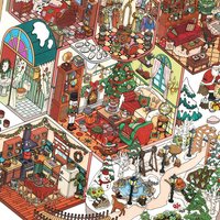 Christmas album 2.5D Landscape Sticker Cartoon Cabin Scene DIY Sticker Stacking Pasting Festival Birthday Gift for Kid Child