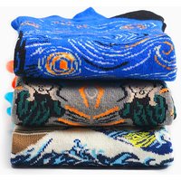 1 Pairs Unisex happy Van Gogh Oil Painting Casual Men Women Funny Sock Fashion Harajuku Fruit Animal Female Ankle Socks