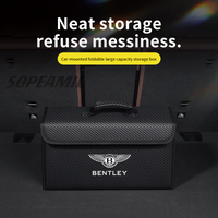 For Bentley Continental GT MULLINER Bentayga Flying Hurtling Spurlogo Car Trunk Leather Storage Box Foldable Stowing Tidying Bag
