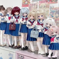 Japanese School Uniform Sailor Set For 1/3 1/4 1/6 Scale BJD High Quality Full Set Sailor Top Pleated Skirt Bow Tie Socks Anime