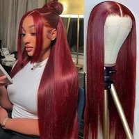 Perruque de cheveux humains lisses bordeaux 13x4 HD Lace Frontal, perruques de cheveux humains Lace Front 13x6 colorées 99J, perruque de cheveux humains 200% densité