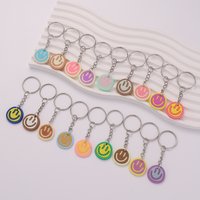 18pcs Cartoon Smile Face Keychain - Cute PVC Key Ring for Purse, Bag, Backpack - Perfect Charm Ideal Birthday Party Favors Gift