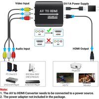 HD 1080P AV to HDMI RCA To HDMI Composite Adapter Converter With USB Cable CVBS AV Adapter For N64 Wii PS1/2/3 Xbox One SNES etc