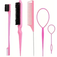 5pcs/set Hairdressing Tools Pointed Tail Comb Dual Head Eyebrow Brush Triple Row Comb Hair Salon Styling Comb Hairdressing Tools