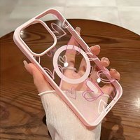 Pink Purple White Lines Love Heart Magnetic Case for Samsung Galaxy A17 A37 A57 A56 A55 A54 S26 Ultra S25 Plus S24 FE S23 Cover