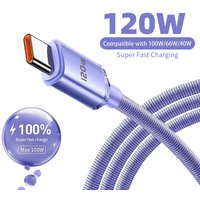 120W USB Type C Cable Type C to Type C Fast Charging Cord USB C Quick Charge Phone Cables For Samsung Xiaomi Huawei Realme 2026