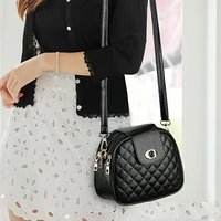 Women Stylish Black Crossbody Bag 3 Compartment Purse with Golden-Tone Hardware, Polyester Lining for Everyday Use, Work, Travel