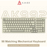 AK992 Retro Wired Mechanical Keyboard 100% 98-Key Full Layout Hot-Swap USB Gaming Keyboard Multimedia Key Knob, Blue Backlight