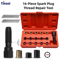 TINSOL M14x1.25 Spark Plug Thread Repair Kit Carbon Steel Portable Screw Tap Rethread Tool for Automotive Engine Cylinder Head
