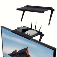 1Pc Adjustable Tilt Head TV Stand Shelf, Plastic Top Mount Organizer for Media Box & Router, No Electricity Required