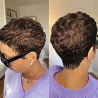 Short Pixie Cut Wig With Bangs Human Hair 180 Density For Women Machine Made Wig