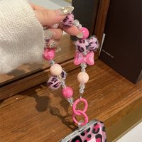 Korean Colored Bead Hanging Keychain Phone Strap Fashion Short Wrist Bracelet Lovely Phone Pendant Cute Phone Accessories