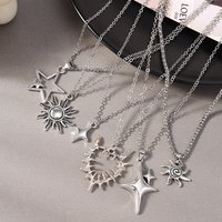 Aihua Y2K Retro Gothic Vortex Heart Sun Star Pendant Necklace for Women Men Charm Necklace Grunge Punk Fashion Jewelry Gifts
