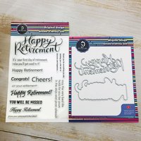 Alinacutle Happy Retirement Metal Cutting Die Cut Clear Stamp Scrapbooking Paper Craft Handmade Card Album Punch Art Cutter