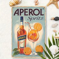 2D Flat, Vintage Aperol Spritz 2D Flat Metal Sign - Bar Decor in Poster with Pre-Drilled Holes - Perfect Gift for Roostertail