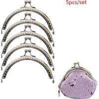 5-Pack Silver Metal Half-Round Clasps, Press-Type Closure, Vintage Style Handmade DIY Bag Accessories, Materials for Transforming Coin Purses, Half-Round Metal Clasps Suitable for DIY Handbag Making,
