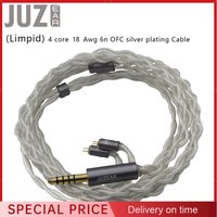 JUZEAR Limpid IEM Cable 4Core 18 Awg 6N OFC Copper Silver Plated 3.5 4.4mm Plugs 2Pin Earphone Upgrade Cables Butterfly 41T