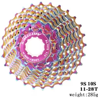 Road Bike 9 10 Speed 11-28T Rainbow Cassette CNC Gravel Bike Freewheel 9s 10s Colorful Sprocket Ultralight K7 11V Flywheel