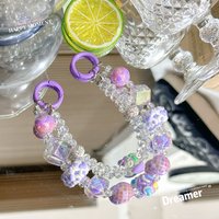 New Cube Mobile Phone Strap Glass Beaded Bag Pendant Keychain Hand-painted Double Chain Phone Lanyard