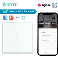BSEED Zigbee Touch Switch 1/2/3Gang 1/2/3Way Smart Wall Switch Tuya Google Home App Alexa Voice Control Need Neutral Wire
