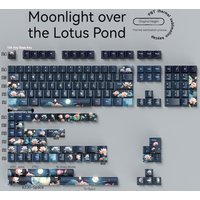 138/158 Cherry Profile Keycaps Lotus Pond Moonlight Pbt Sublimation Keycaps For Cherry Mx 61 68 104 108 Mechanical Keyboard