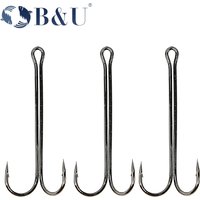 B&U fishing hooks Super Long Double Hook long high carbon steel fishing tackle different sizes equiped with soft lure