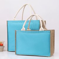 Hemp hand-held shopping gift bag with waterproof coating and retro linen cover