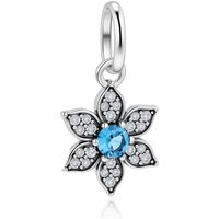 2026 New Original 925 Sterling Silver Blue Zircon Flower Design Pendant DIY Charms Women Bracelet Accessories Jewelry Bead Gift